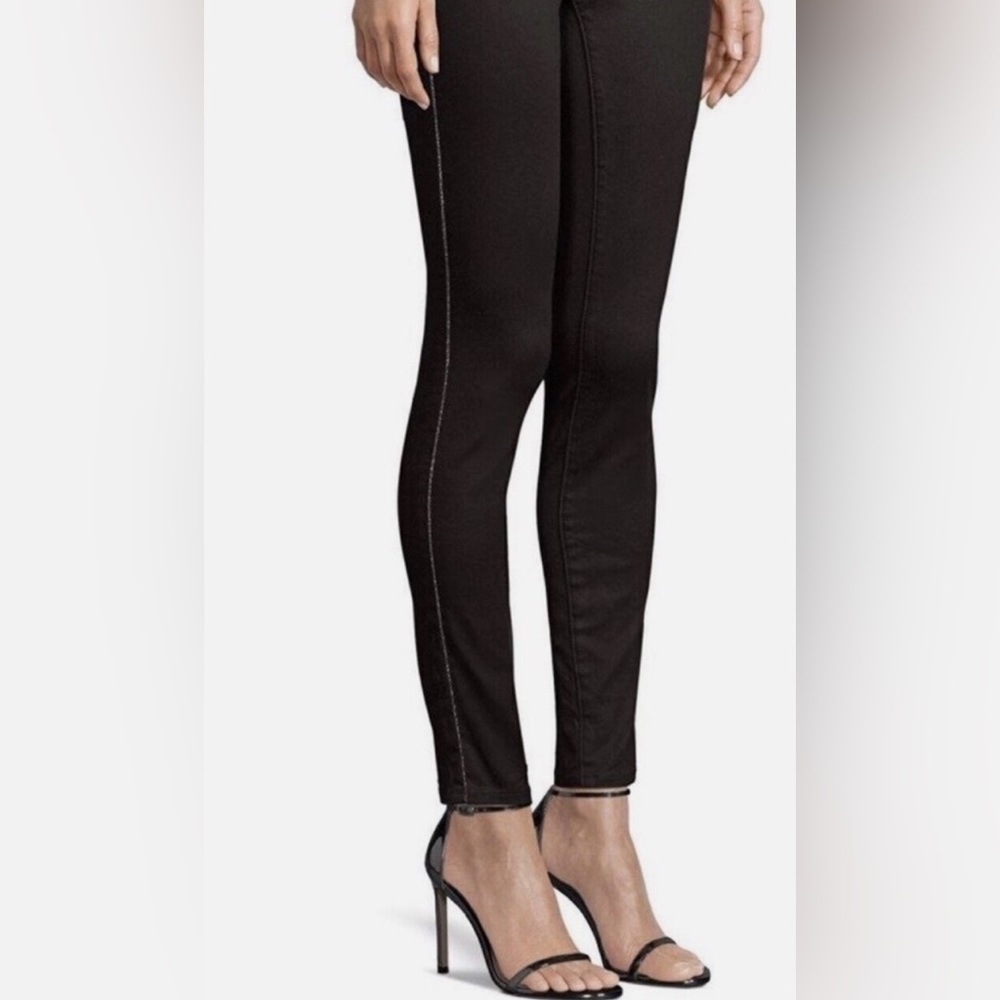 J Brand Women's Black Glitter Seam Skinny Jeans 26
